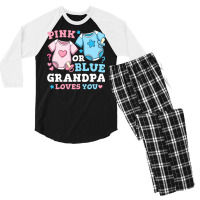 Gender Reveal Grandpa Pink Or Blue Nostalgia Men's 3/4 Sleeve Pajama Set | Artistshot