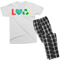 Love Earth Day Vintage Recycle Green Girl (1) (1) Men's T-shirt Pajama Set | Artistshot