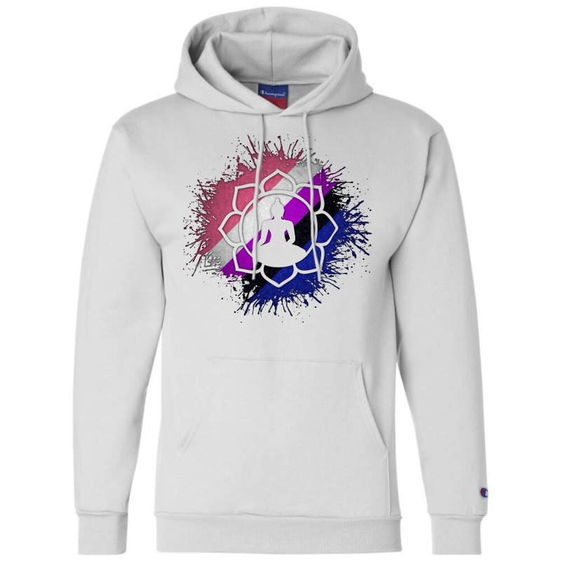 Paint Splatter Gender Fluid Pride Flag Lotus Symbo Champion Hoodie | Artistshot