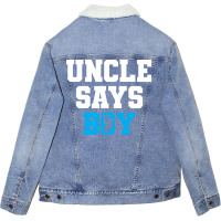 Gender Reveal Uncle Red Unisex Sherpa-lined Denim Jacket | Artistshot