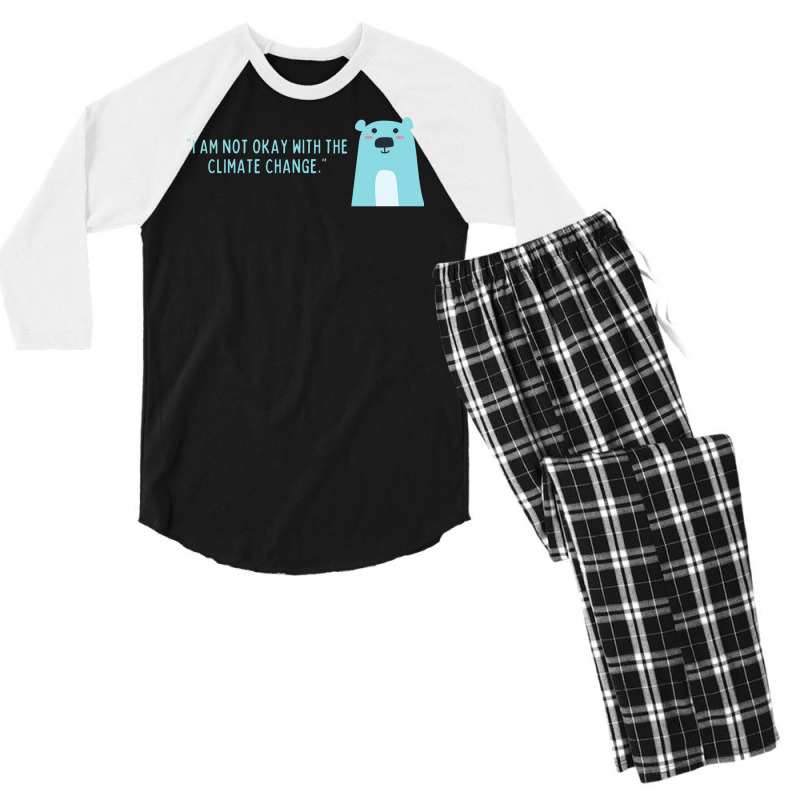 Not Okay With Climate Change Polar Bear Aesthetic Men's 3/4 Sleeve Pajama Set | Artistshot