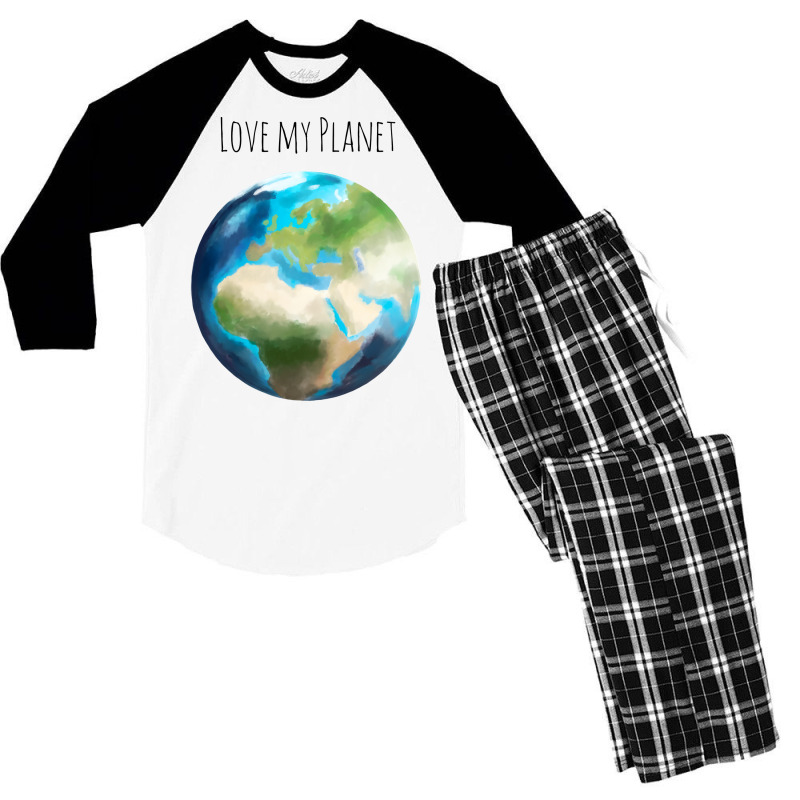 Love Planet Cute (1) (1) Men's 3/4 Sleeve Pajama Set | Artistshot