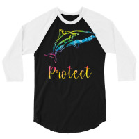 Protect Tie Dye Great White Shark Blue (1) 3/4 Sleeve Shirt | Artistshot