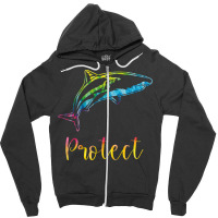 Protect Tie Dye Great White Shark Blue (1) Zipper Hoodie | Artistshot