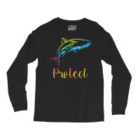 Protect Tie Dye Great White Shark Blue (1) Long Sleeve Shirts | Artistshot