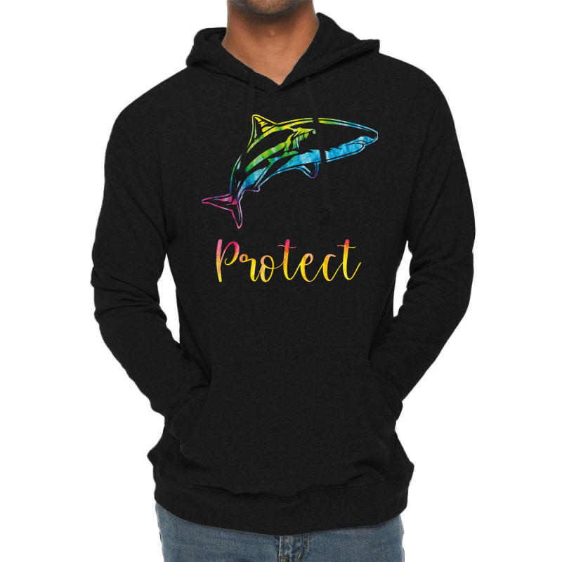 Protect Tie Dye Great White Shark Blue (1) Lightweight Hoodie | Artistshot