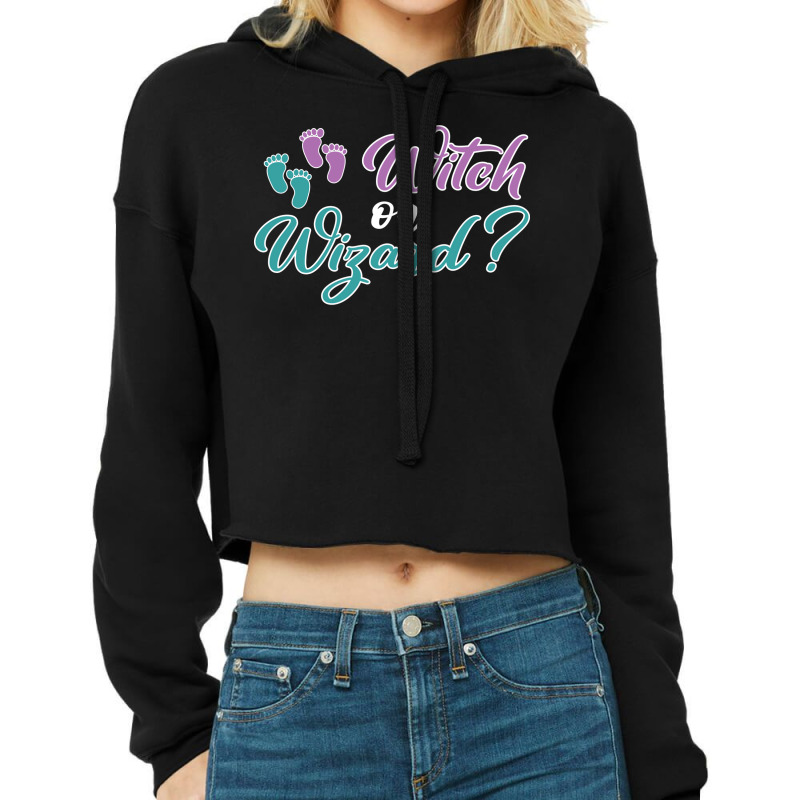 Witch Or Wizard Gender Reveal Party Halloween Cute Cropped Hoodie by mayrymncusr | Artistshot