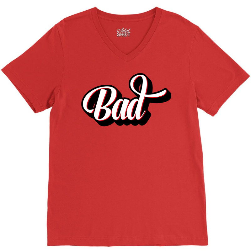 Bad Cursive Letter Artwork Girl V-Neck Tee by deoniravihuy | Artistshot