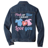 Pink Or Blue Party Ba Red Men Denim Jacket | Artistshot