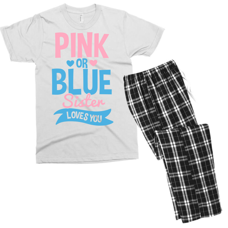 Gender Reveal Sister Pink Or Blue 70s Men's T-shirt Pajama Set | Artistshot