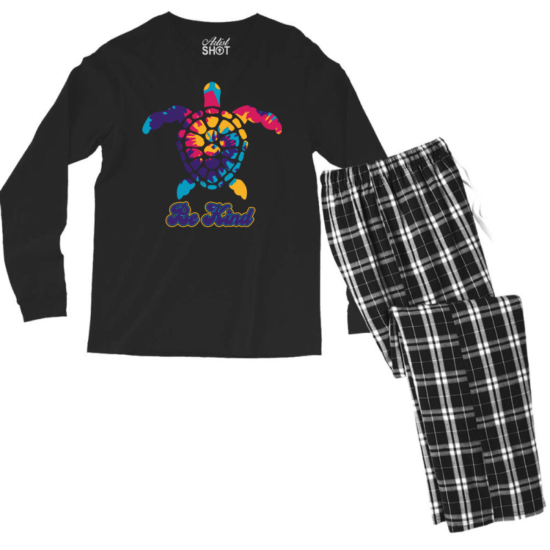 Be Kind Turtle Tie Dye Retro (1) (1) Men's Long Sleeve Pajama Set by ankuyimunadis | Artistshot