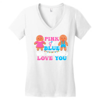 Pink Or Blue I Already Love You Gender Reveal Xmas Women's V-neck T-shirt | Artistshot