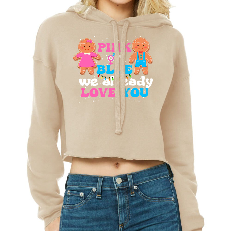 Pink Or Blue I Already Love You Gender Reveal Xmas Cropped Hoodie by abuintchiz | Artistshot