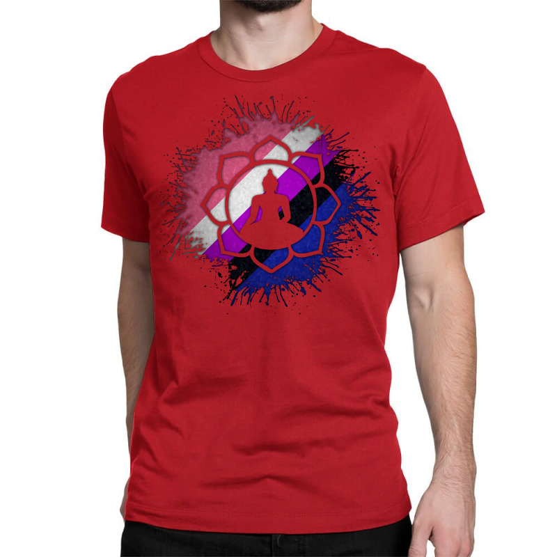 Paint Splatter Gender Fluid Pride Flag Lotus Symbo Classic T-shirt | Artistshot