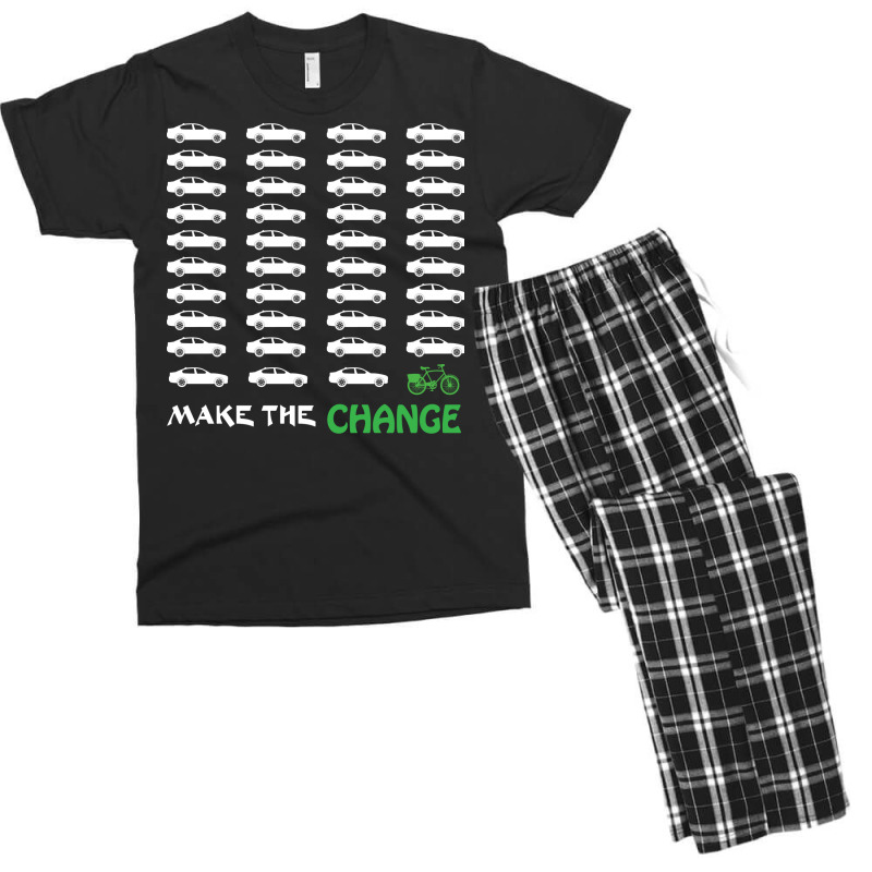 Cyclists Make The Change Climate Awareness Car And Men's T-shirt Pajama Set | Artistshot