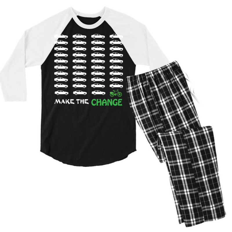 Cyclists Make The Change Climate Awareness Car And Men's 3/4 Sleeve Pajama Set | Artistshot