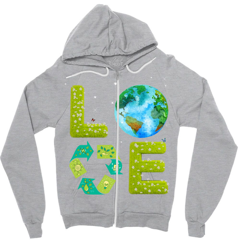 Love Planet Earth World Earth Day Green Environmen Zipper Hoodie by ankuyimunadis | Artistshot