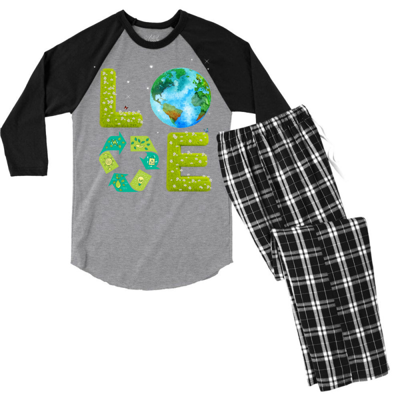 Love Planet Earth World Earth Day Green Environmen Men's 3/4 Sleeve Pajama Set by ankuyimunadis | Artistshot