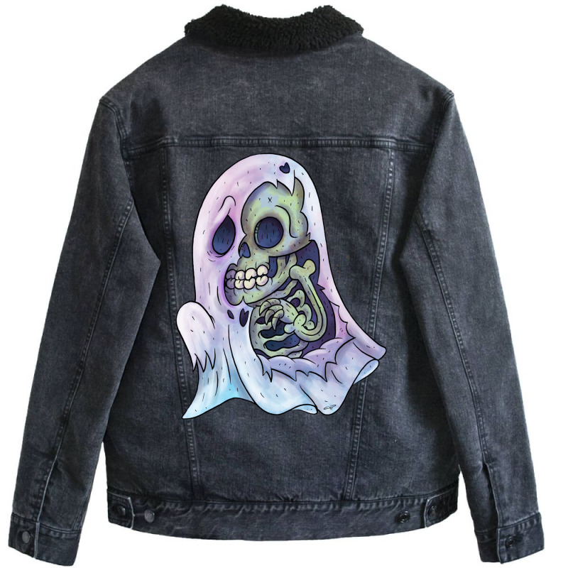 Skelesheet Ghost Girl Unisex Sherpa-lined Denim Jacket | Artistshot