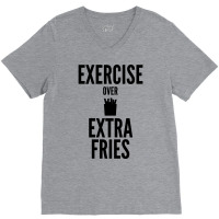 Fitness Gym Exercise Over Extra Fries Yellow V-neck Tee | Artistshot