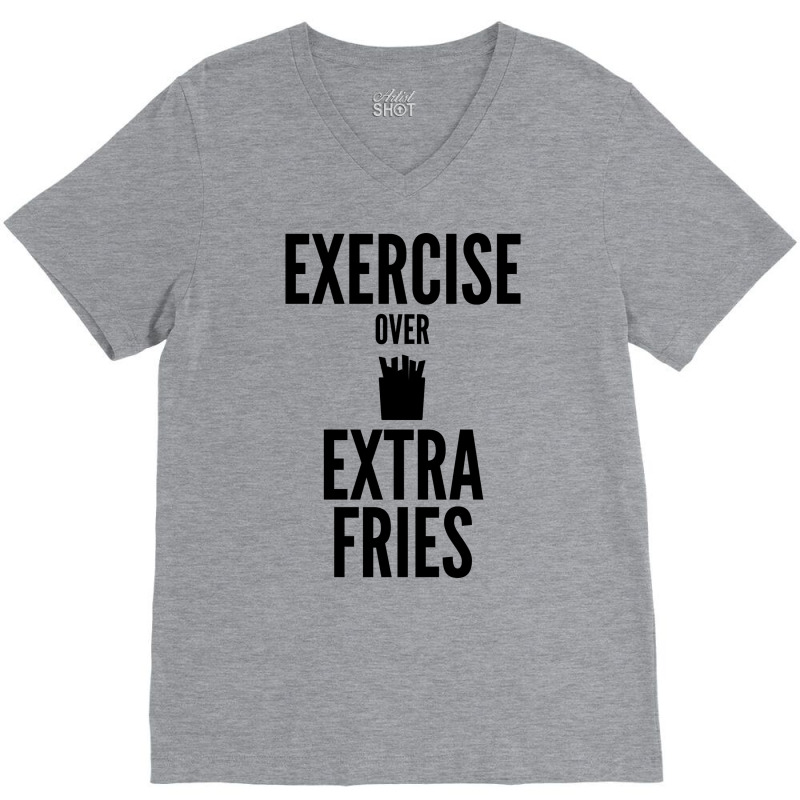 Fitness Gym Exercise Over Extra Fries Yellow V-Neck Tee by fulvikegneo | Artistshot