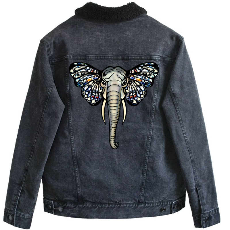 Elephant With Butterfly Ears Nature (1) Unisex Sherpa-Lined Denim Jacket by fenyozghidin | Artistshot