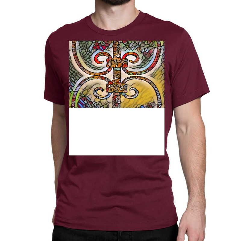 Stained Glass Ironwork Fence Landscape Art Work Ye Classic T-shirt by dabejahaliwax | Artistshot