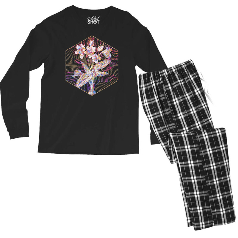 Crinum Giganteum Floral Rainbow Mosaic Love Men's Long Sleeve Pajama Set | Artistshot