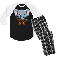 Elephant Detective Cute Cartoon Red Men's 3/4 Sleeve Pajama Set | Artistshot