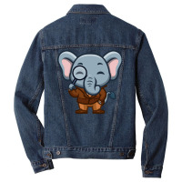 Elephant Detective Cute Cartoon Red Men Denim Jacket | Artistshot