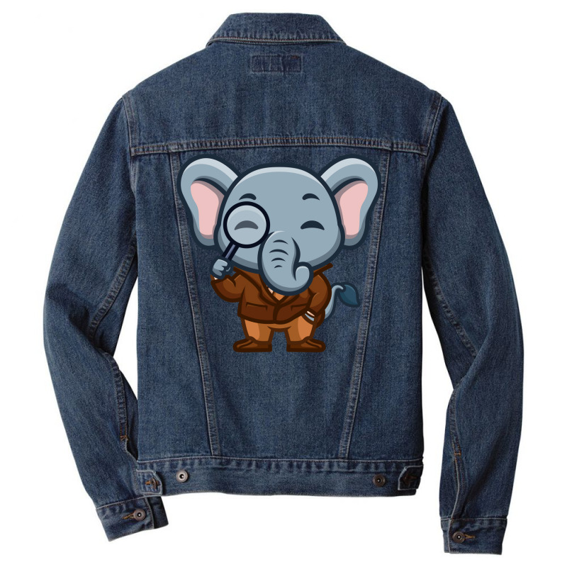 Elephant Detective Cute Cartoon Red Men Denim Jacket by hasmeenawfer5 | Artistshot