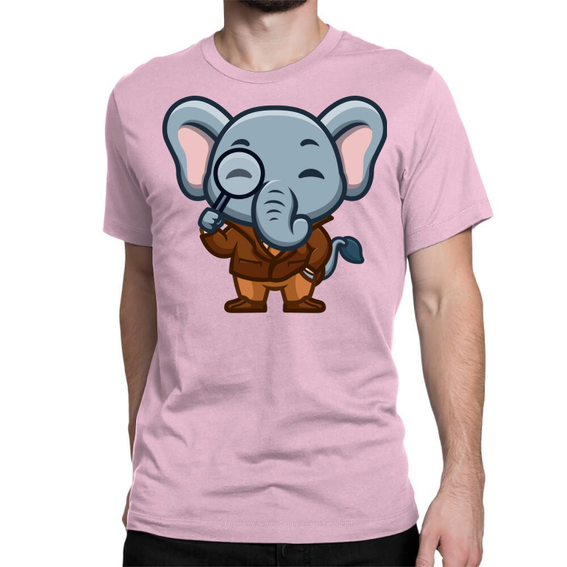 Elephant Detective Cute Cartoon Red Classic T-shirt by hasmeenawfer5 | Artistshot