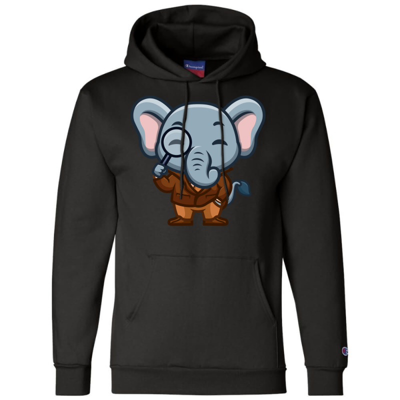 Elephant Detective Cute Cartoon Red Champion Hoodie by hasmeenawfer5 | Artistshot