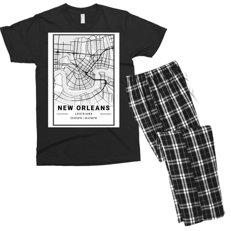 New Orleans City Map Men's T-shirt Pajama Set | Artistshot