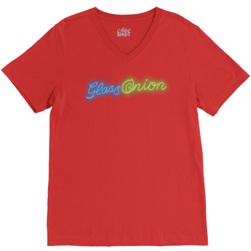 Glass Onion Neon Bar Sign Gift V-neck Tee | Artistshot