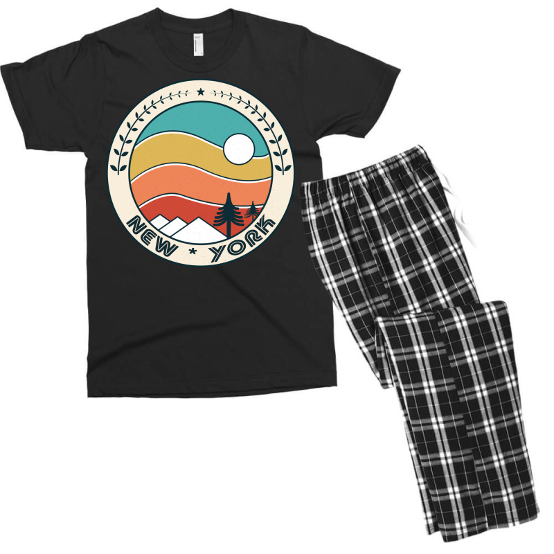 New York Retro Vintage Sunset   New York Mountain Men's T-shirt Pajama Set by amwayfigeljy | Artistshot