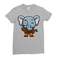 Elephant Detective Cute Cartoon Red Love Ladies Fitted T-shirt | Artistshot