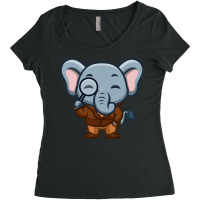 Elephant Detective Cute Cartoon Red Love Women's Triblend Scoop T-shirt | Artistshot