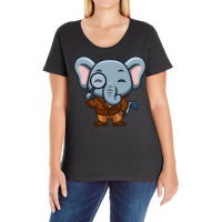 Elephant Detective Cute Cartoon Red Love Ladies Curvy T-shirt | Artistshot