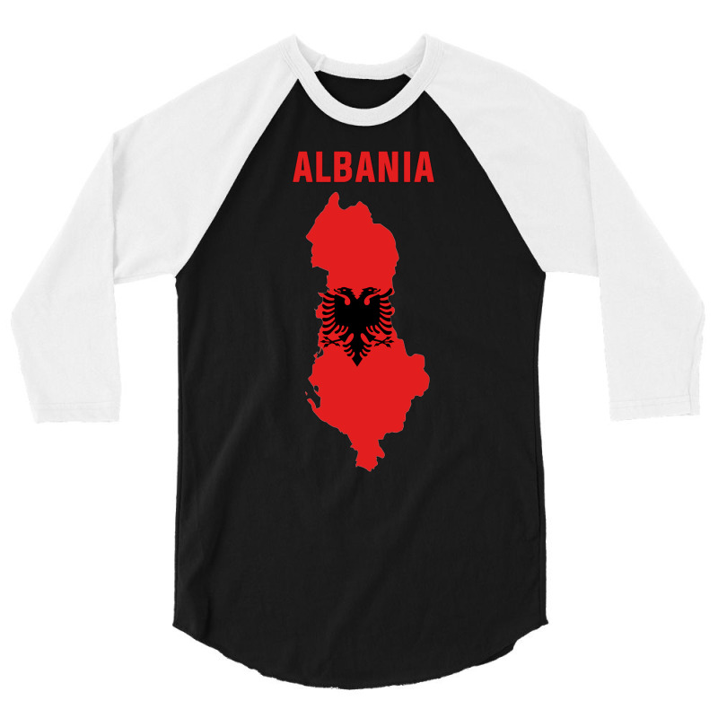 Albanian Flag Inside Map Of Albania Tumblr 3/4 Sleeve Shirt | Artistshot