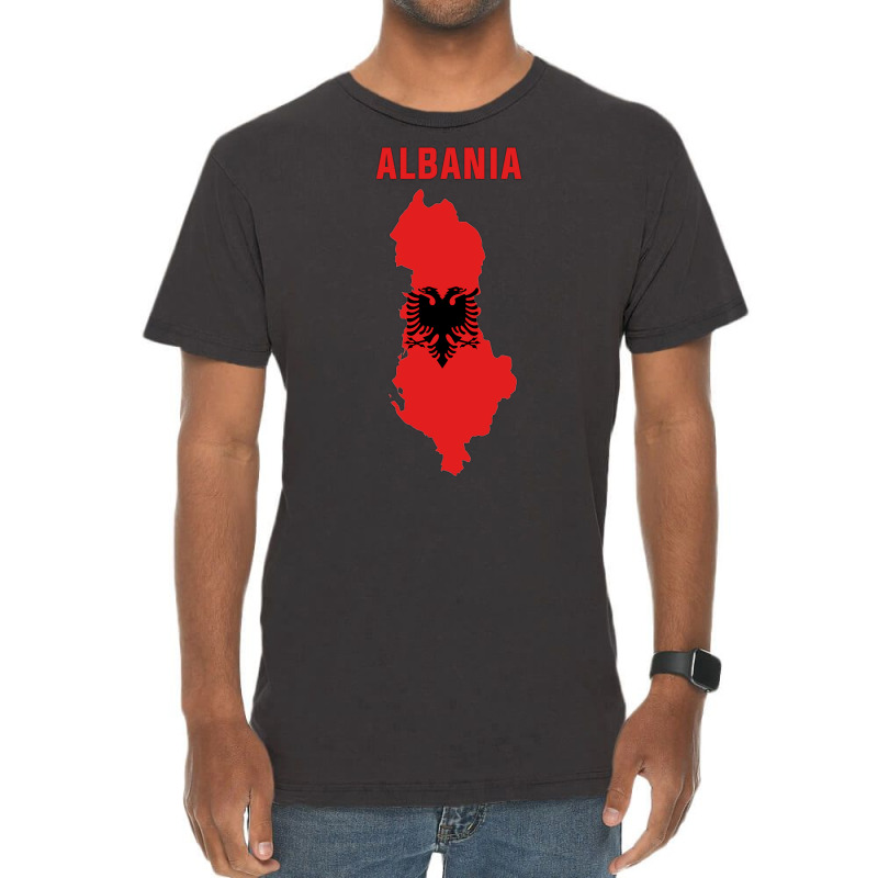 Albanian Flag Inside Map Of Albania Tumblr Vintage T-shirt | Artistshot