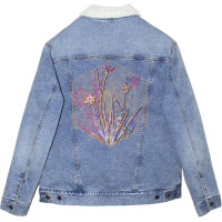 Yellow Eyed Grass Floral Rainbow Mosaic Cute Unisex Sherpa-lined Denim Jacket | Artistshot