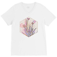 Yellow Eyed Grass Floral Rainbow Mosaic Cute V-neck Tee | Artistshot