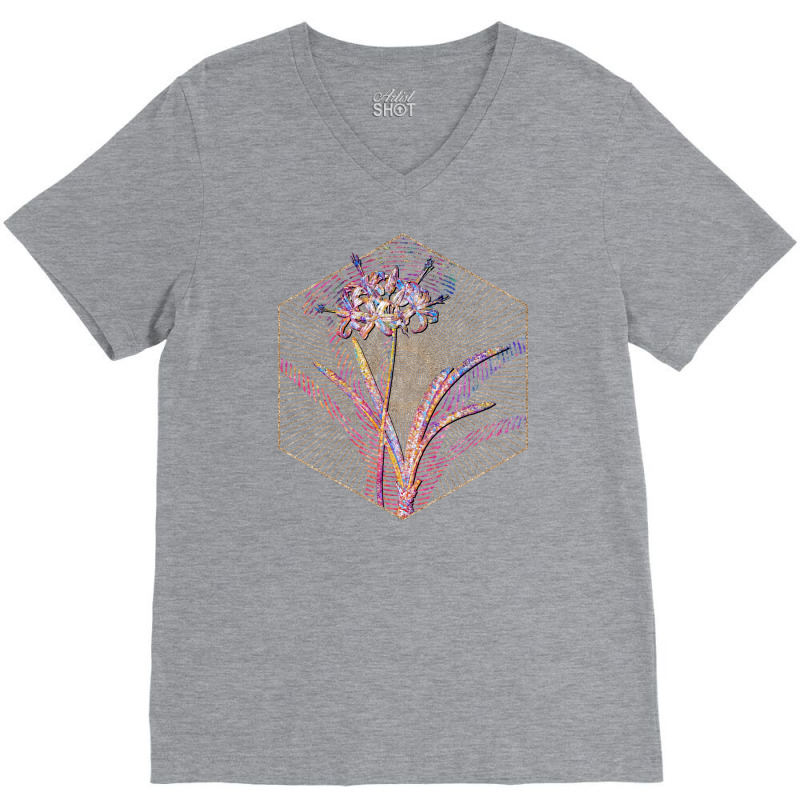 Guernsey Lily Floral Rainbow Mosaic 70s V-neck Tee | Artistshot