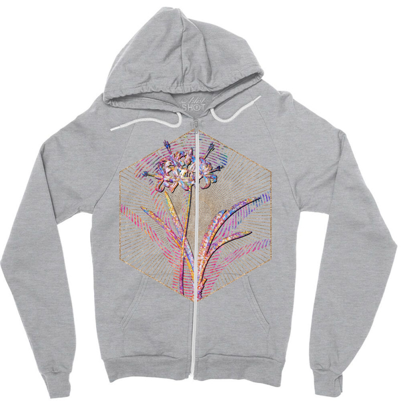 Guernsey Lily Floral Rainbow Mosaic 70s Zipper Hoodie | Artistshot