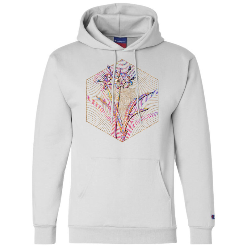 Guernsey Lily Floral Rainbow Mosaic 70s Champion Hoodie | Artistshot