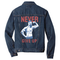 Never Give Up Green Men Denim Jacket | Artistshot