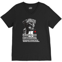 Pugfather Blue V-neck Tee | Artistshot