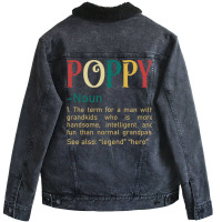 Funny Grandpa Saying Dictionary Poppy Retro Unisex Sherpa-lined Denim Jacket | Artistshot