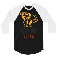 Gym Junkie Design Tshirt Coffee Mug Apparel Notebo 3/4 Sleeve Shirt | Artistshot